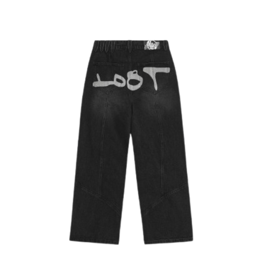 Lost Boys Archives Outerseam Logo Jeans Stonewashed Black