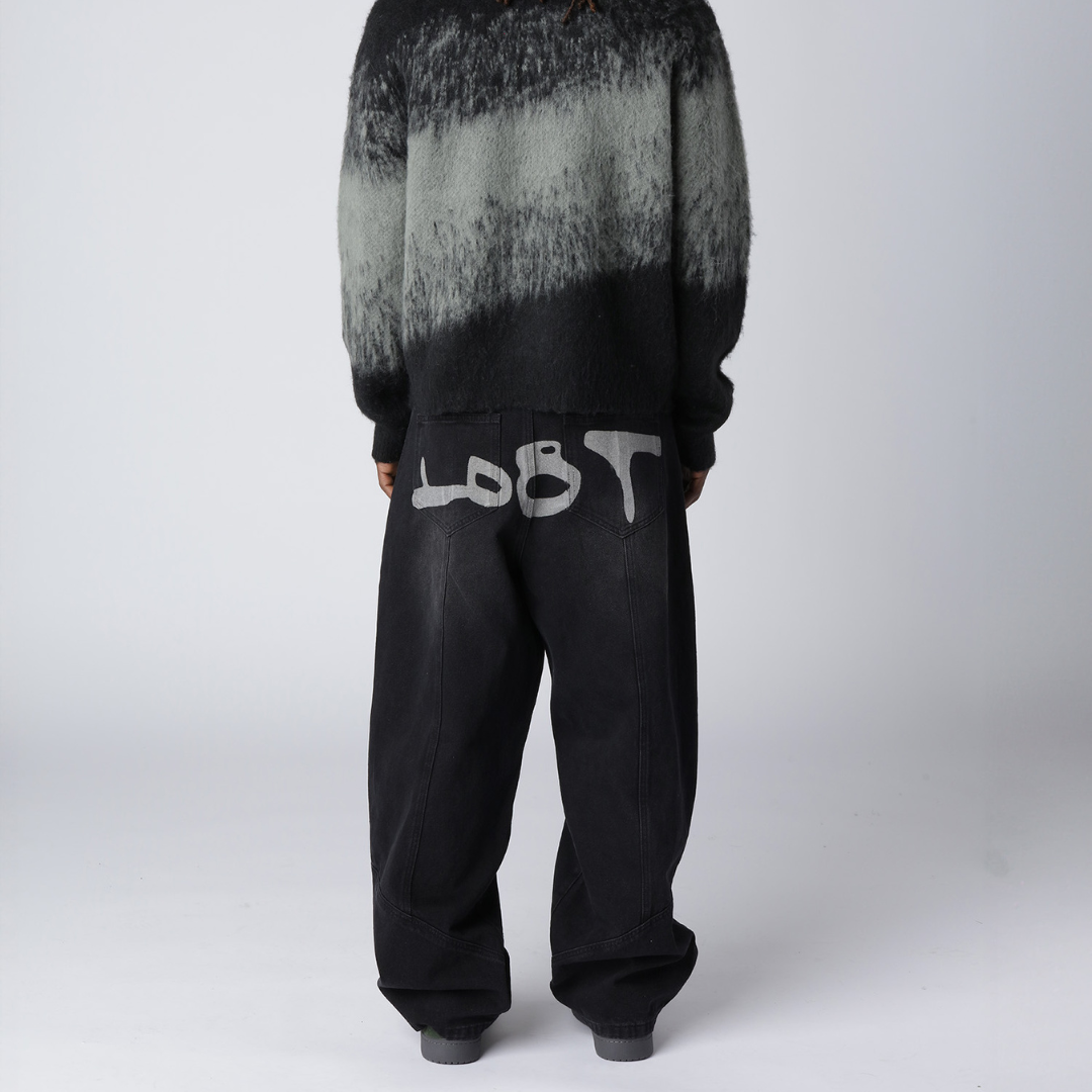 Lost Boys Archives Outerseam Logo Jeans Stonewashed Black