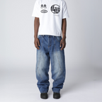 Lost Boys Archives Outerseam Logo Jeans Stonewashed Indigo Blue