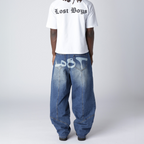 Lost Boys Archives Outerseam Logo Jeans Stonewashed Indigo Blue