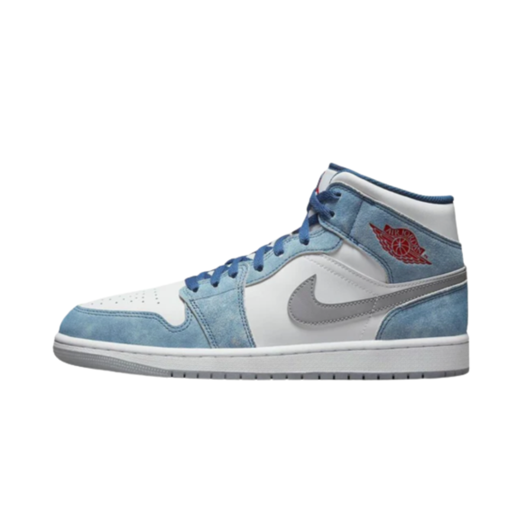 Jordan 1 Mid French Blue Fire Red