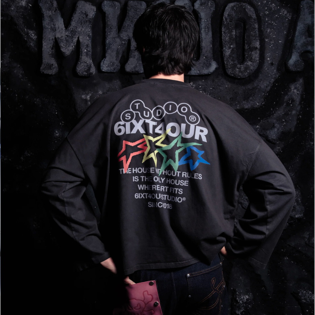 6IXT4OUR Colorful Stars Longsleeve Black