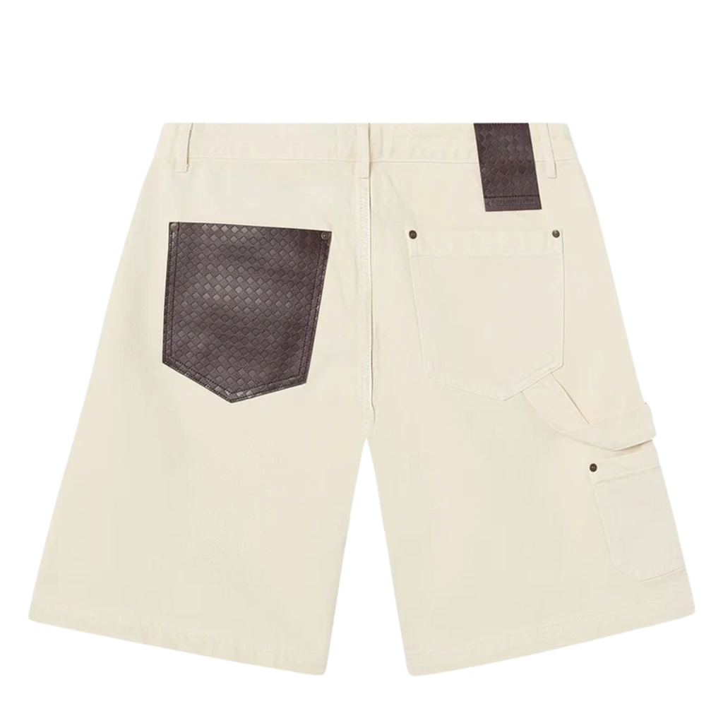 Maison Host Leather Pocket Ecru Shorts