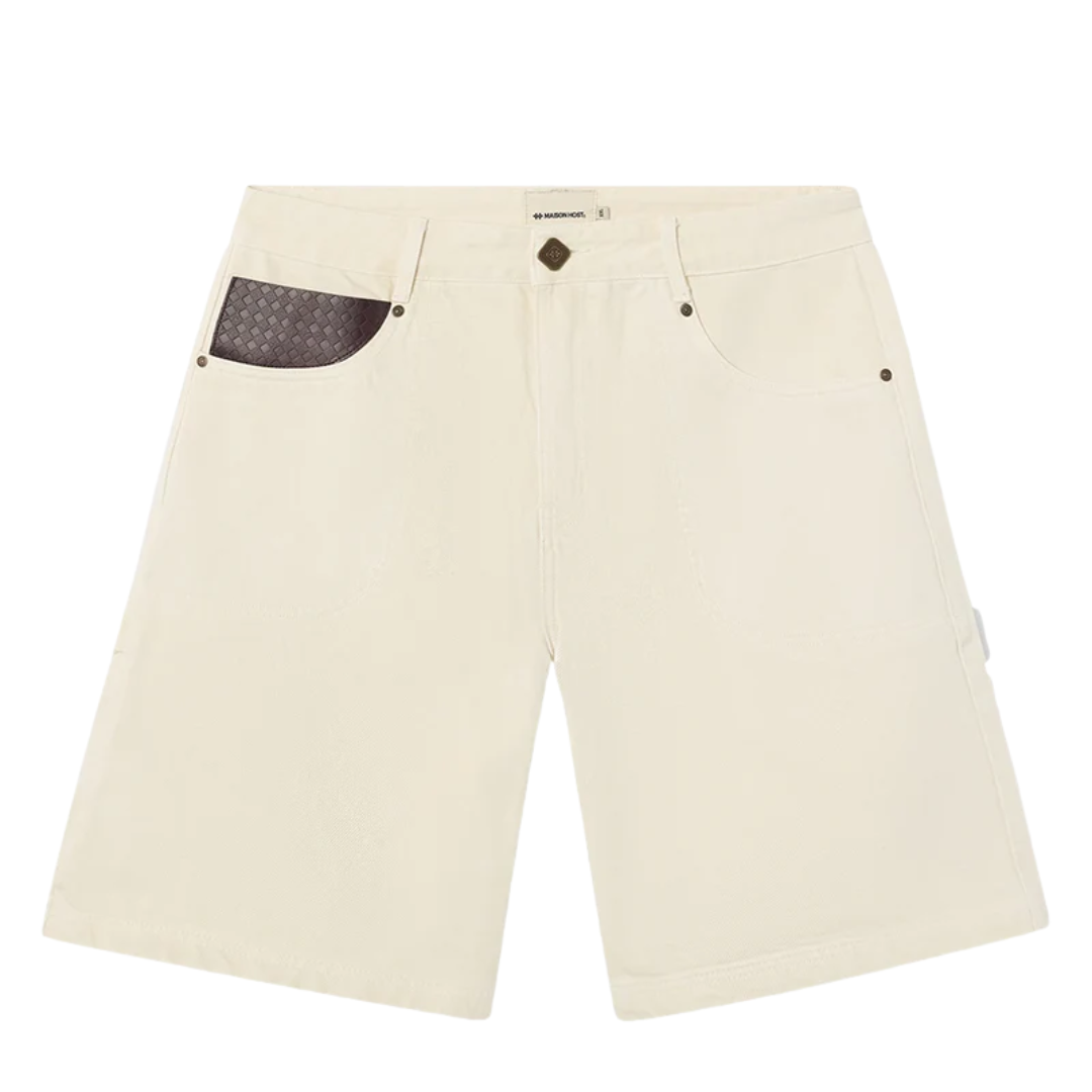 Maison Host Leather Pocket Ecru Shorts