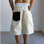 Maison Host Leather Pocket Ecru Shorts