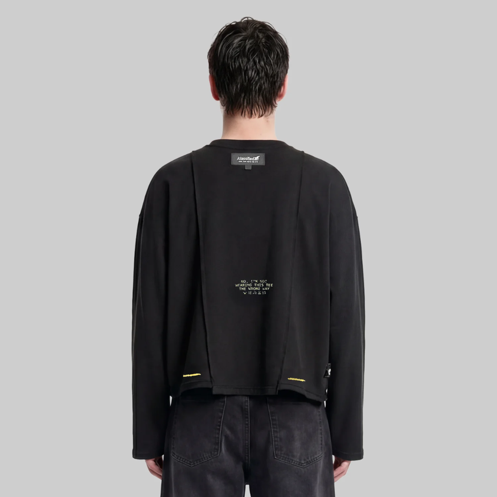 Classified Statement Longsleeve Black Tee (Reversible)