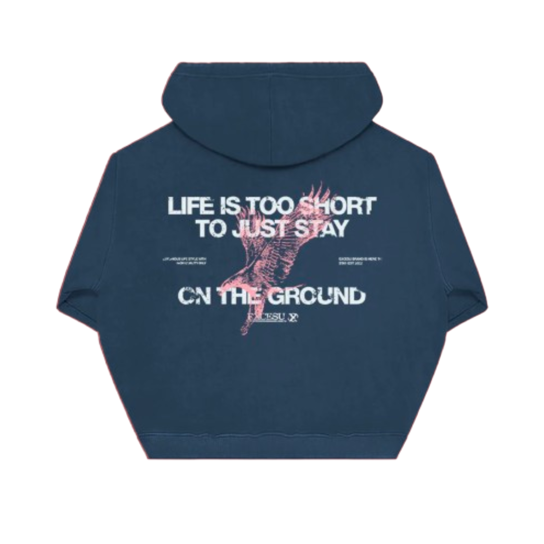 EXCESU Washed Navy Eagle Hoodie