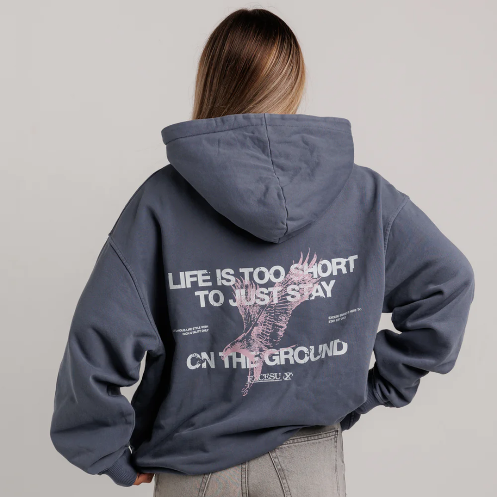 EXCESU Washed Navy Eagle Hoodie