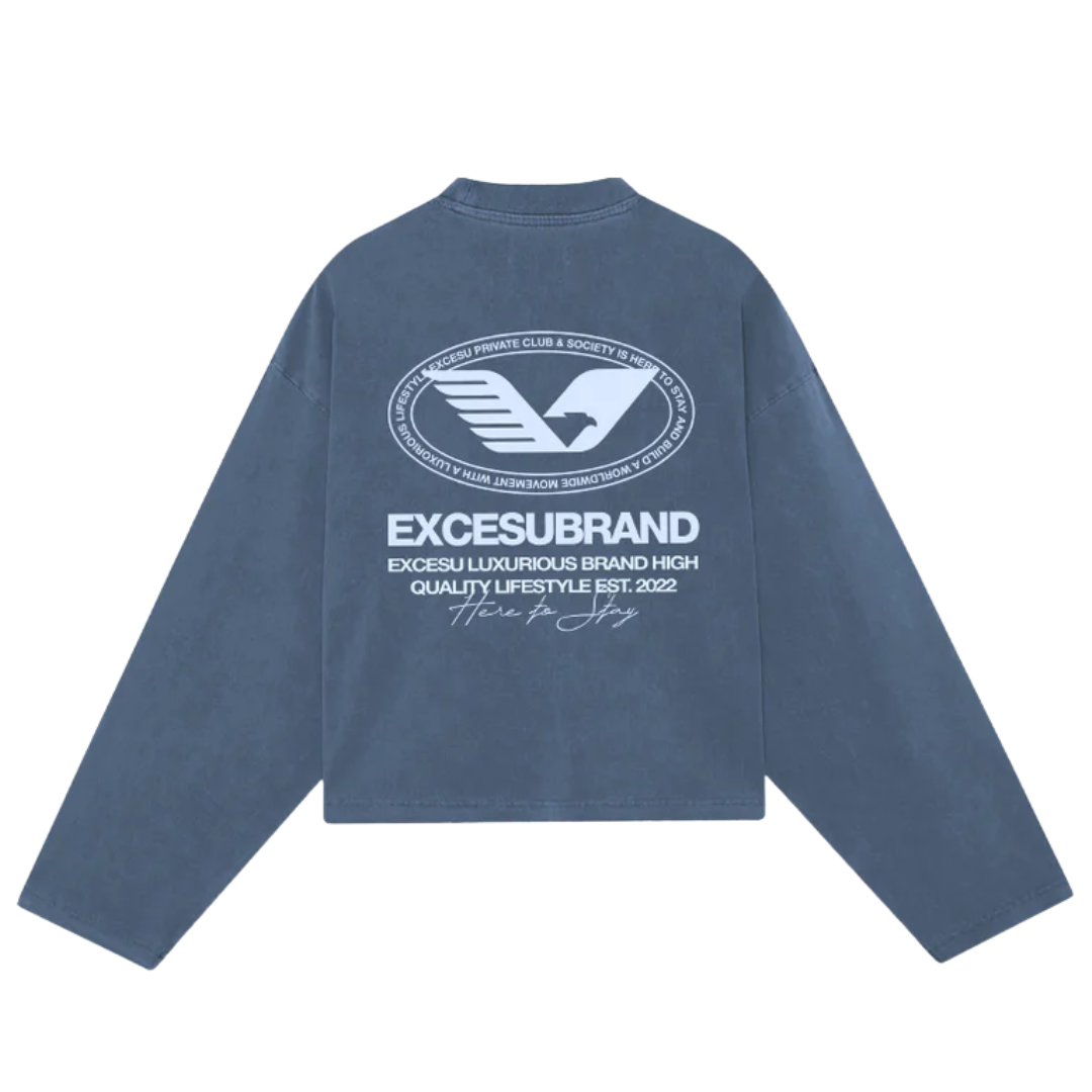 EXCESU Crewneck Aviation Washed Blue