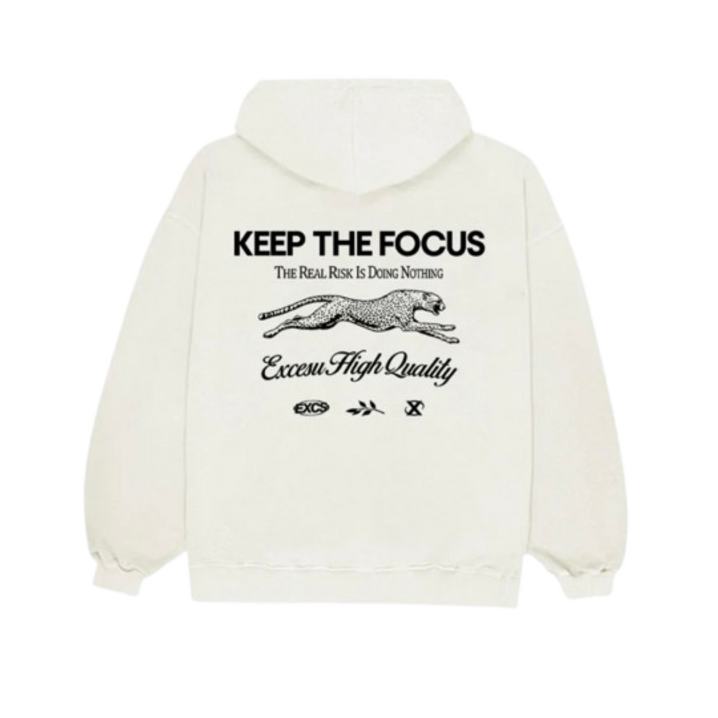 EXCESU Keep The Focus Beige Hoodie