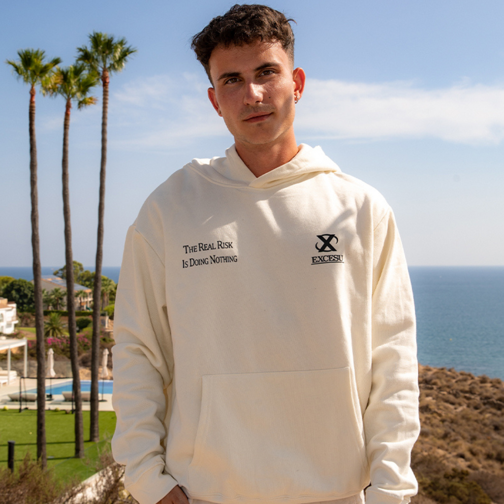 EXCESU Keep The Focus Beige Hoodie