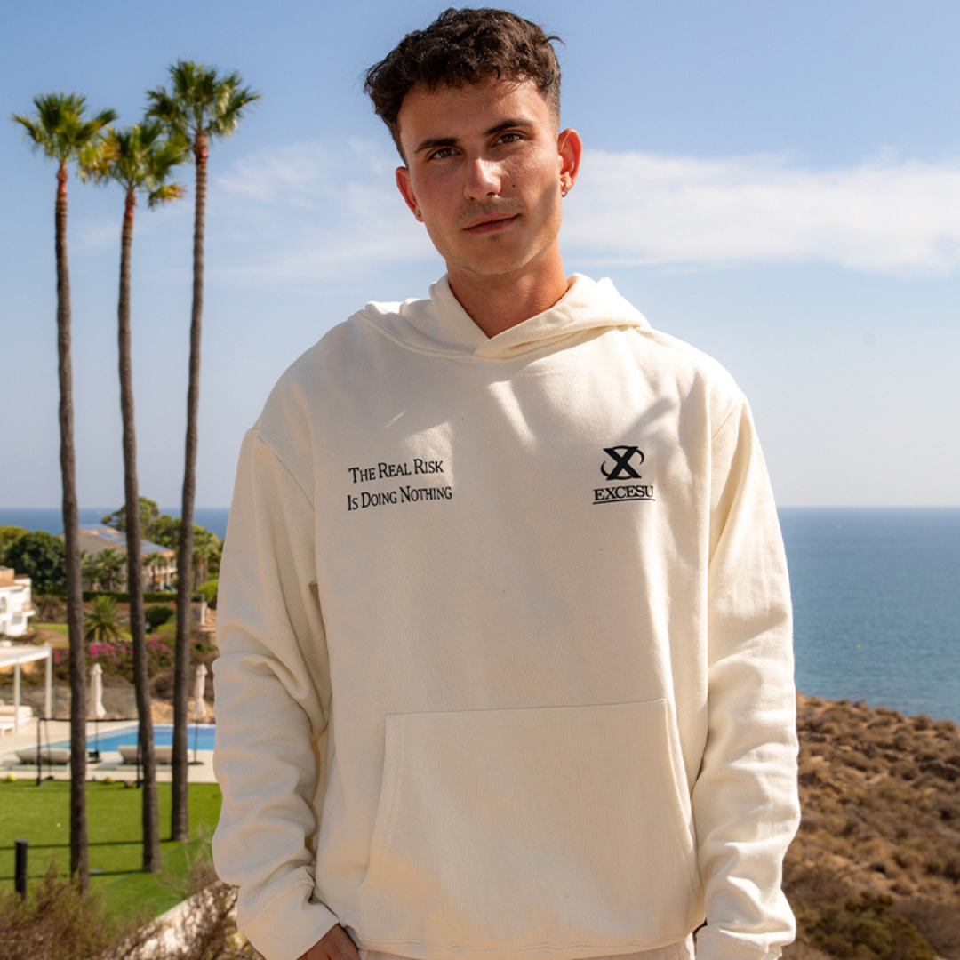 EXCESU Keep The Focus Beige Hoodie