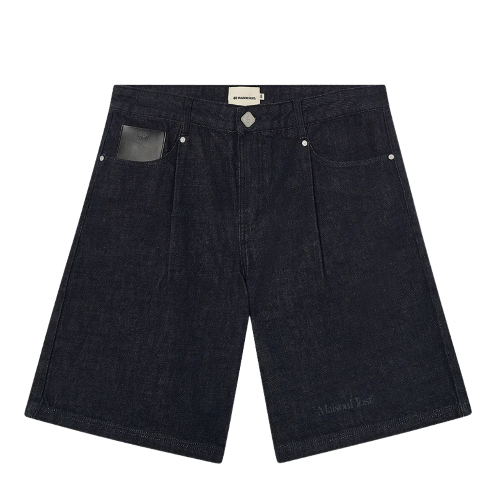 Maison Host Raw Denim Pleated Shorts