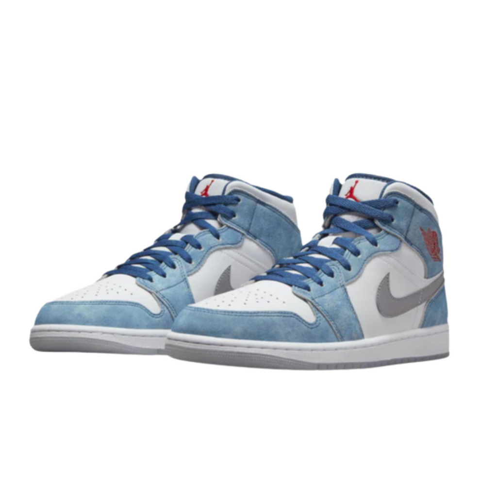 Jordan 1 Mid French Blue Fire Red