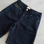 Maison Host Raw Denim Pleated Shorts