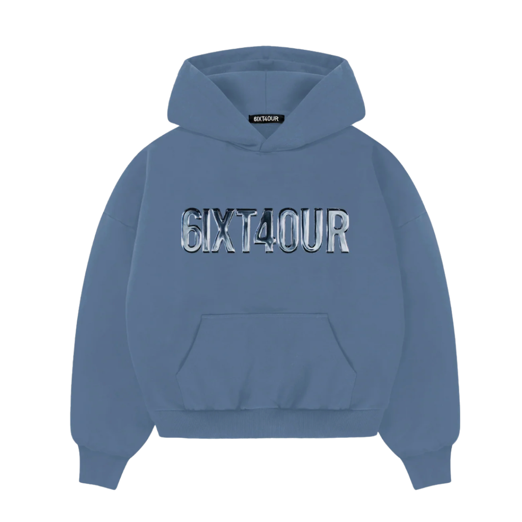 6IXT4OUR Steel Skull Blue Hoodie