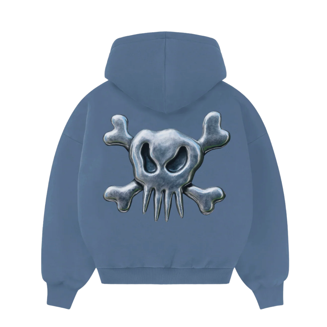 6IXT4OUR Steel Skull Blue Hoodie