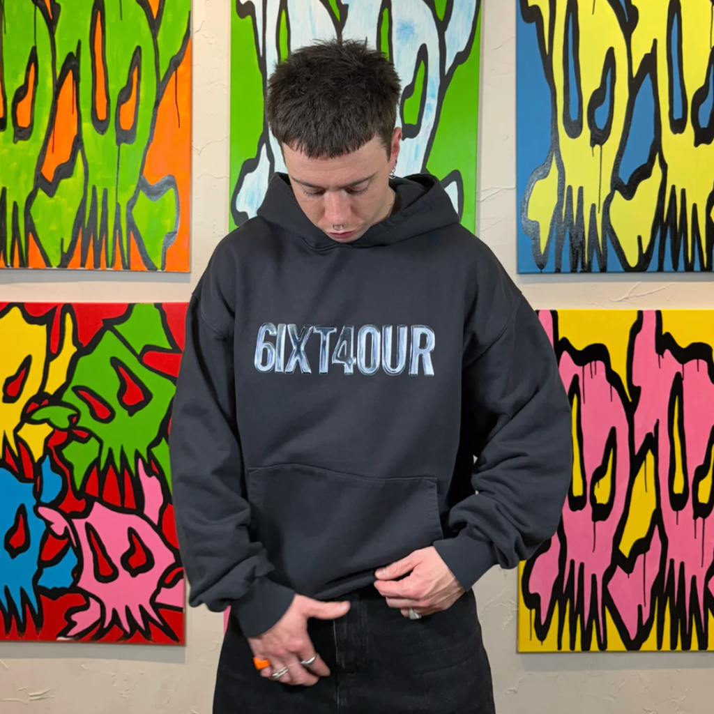 6IXT4OUR Steel Skull Black Hoodie