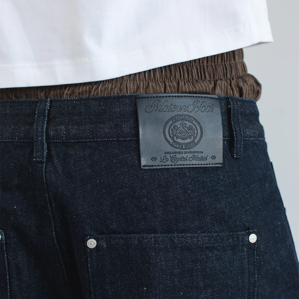 Maison Host Raw Denim Pleated Shorts