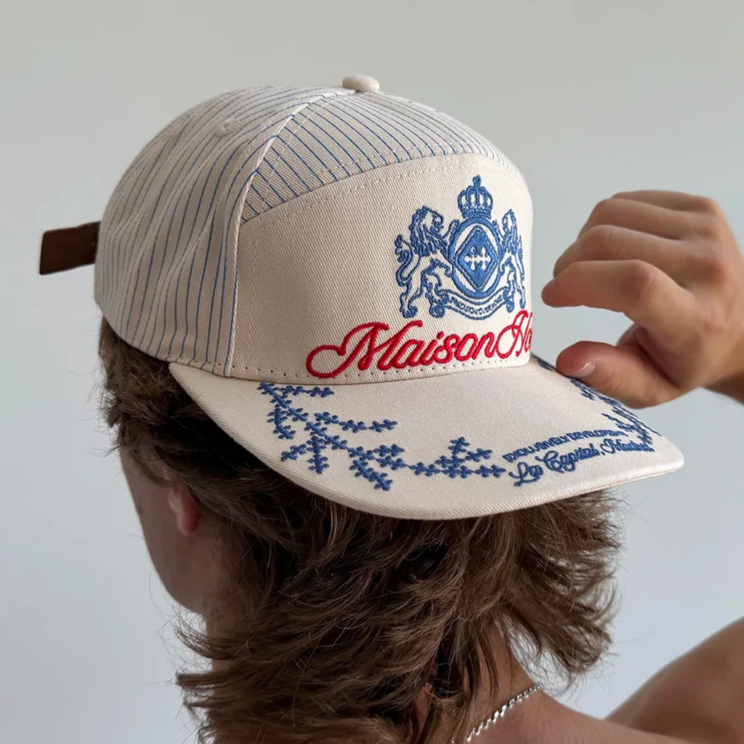 Maison Host Crest Striped Cap