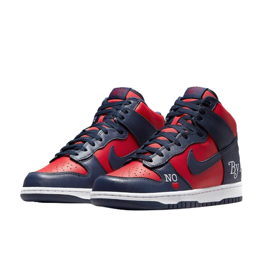 Nike x Supreme SB Dunk High By Any Means Red Navy