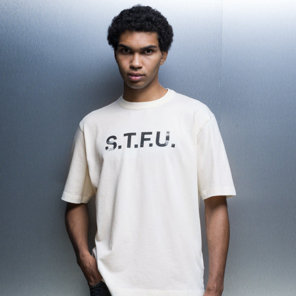 Heron Preston Printed S.T.F.U Beige Tee