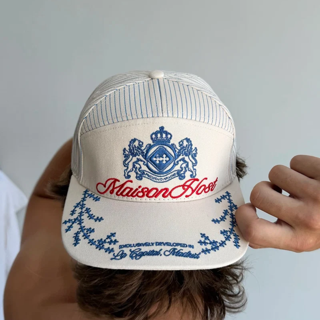 Maison Host Crest Striped Cap
