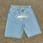 Corteiz Washed Blue Baggy Short