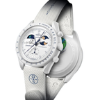 Swatch x Omega Bioceramic Moonswatch Mission to Earthphase Moonshine Gold Cold Moon Snoopy White Blue-SO33W701L