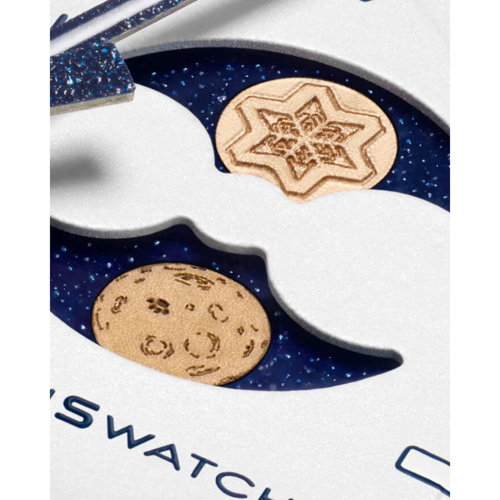 Swatch x Omega Bioceramic Moonswatch Mission to Earthphase Moonshine Gold Cold Moon Snoopy White Blue-SO33W701L