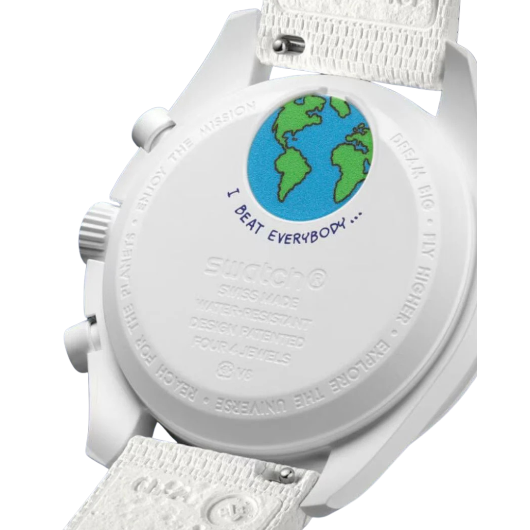 Swatch x Omega Bioceramic Moonswatch Mission to Earthphase Moonshine Gold Cold Moon Snoopy White Blue-SO33W701L