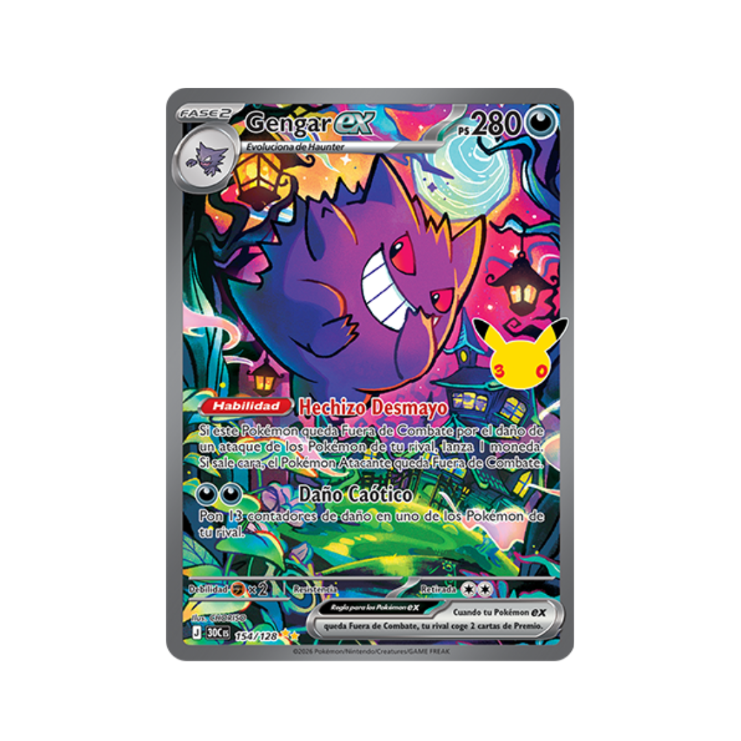Carta Pokémon Gengar ex - 30 Aniversario (30C 154)