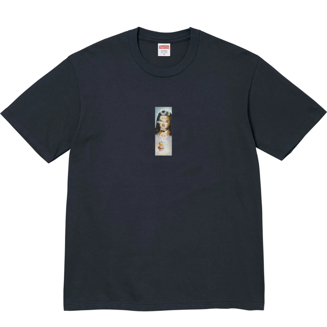 Supreme Prayer Card Box Logo Tee Navy