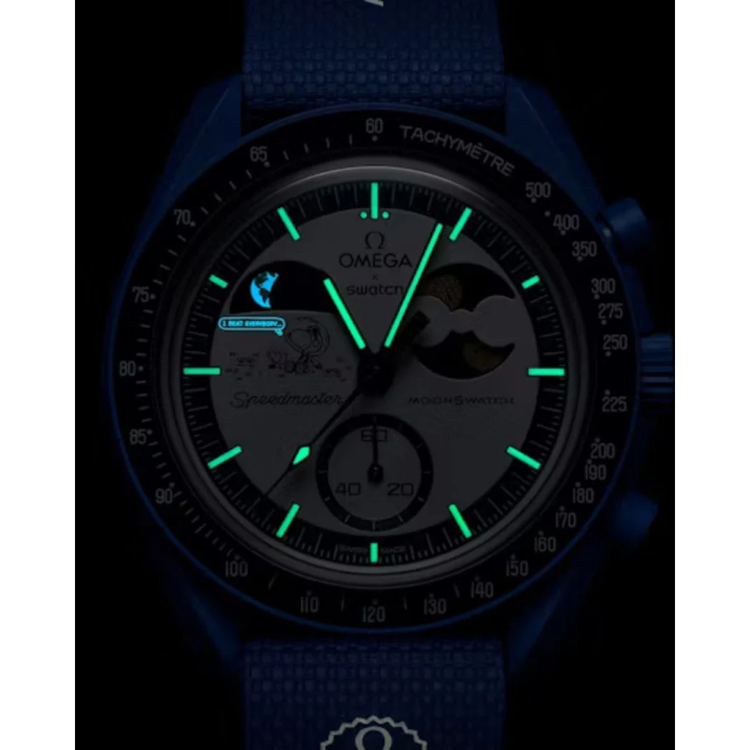 Swatch x Omega Bioceramic Moonswatch Mission To Earthphase Moonshine Snoopy Gold (Corn Moon) - SO33N702L