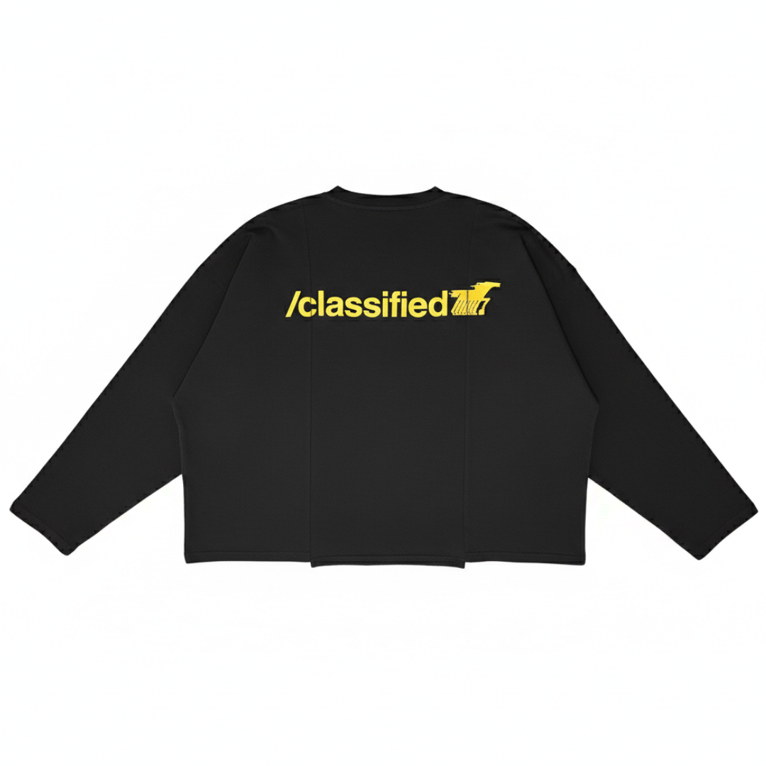 Classified Statement Longsleeve Black Tee (Reversible)