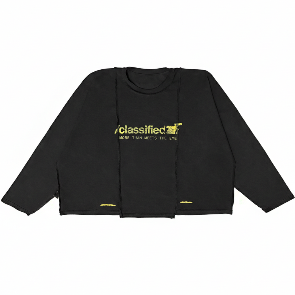 Classified Statement Longsleeve Black Tee (Reversible)