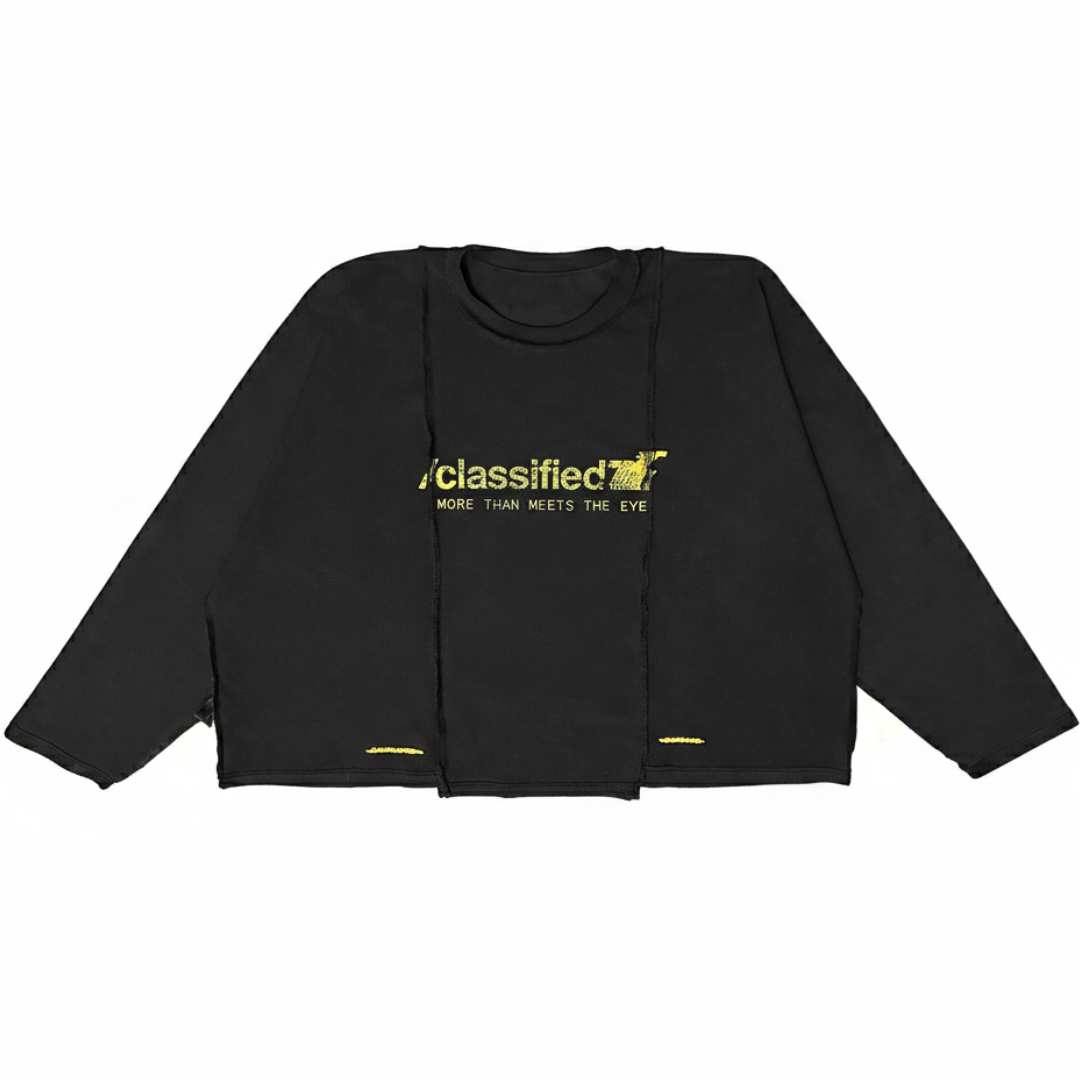 Classified Statement Longsleeve Black Tee (Reversible)