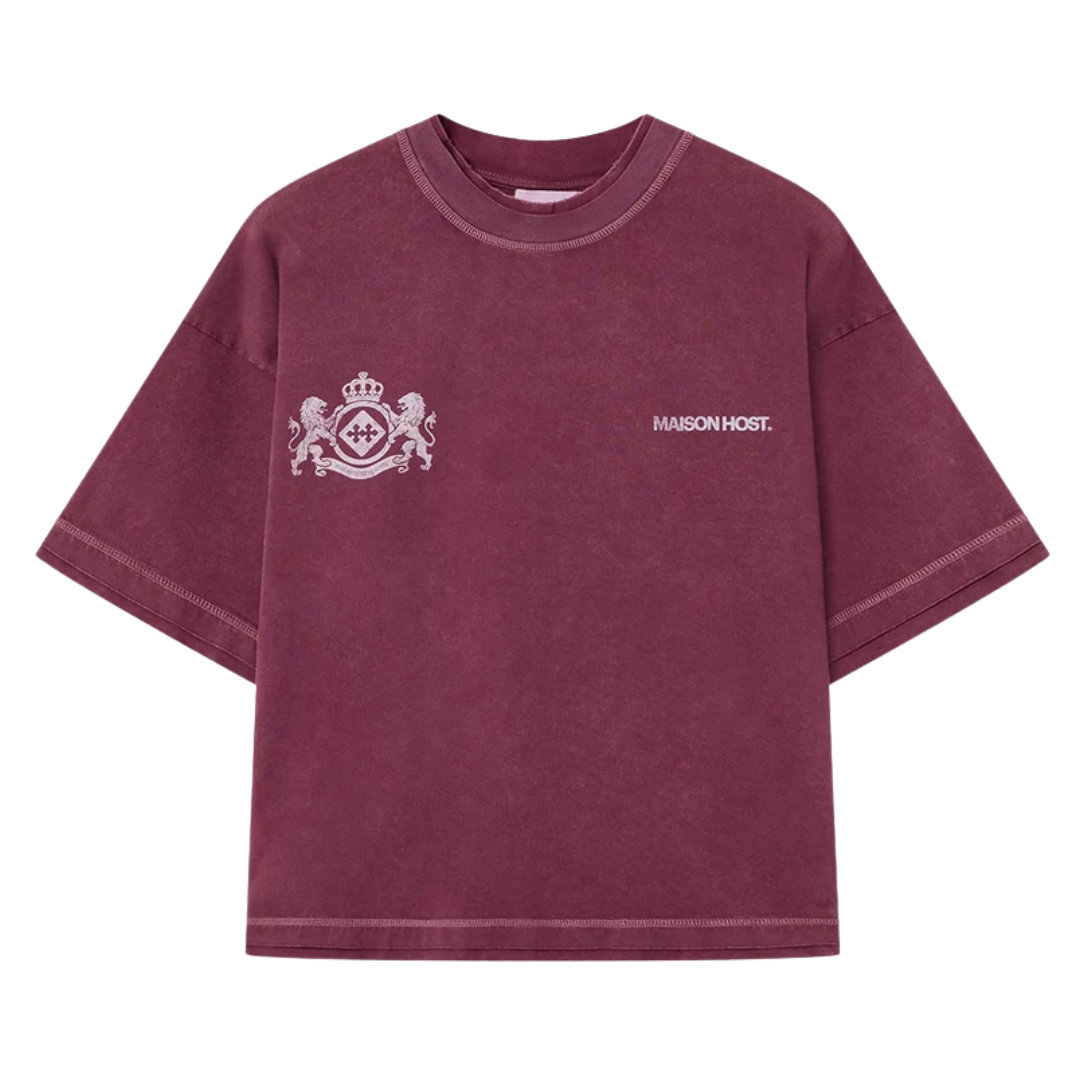Maison Host Essential MH Crest Tee Burgundy