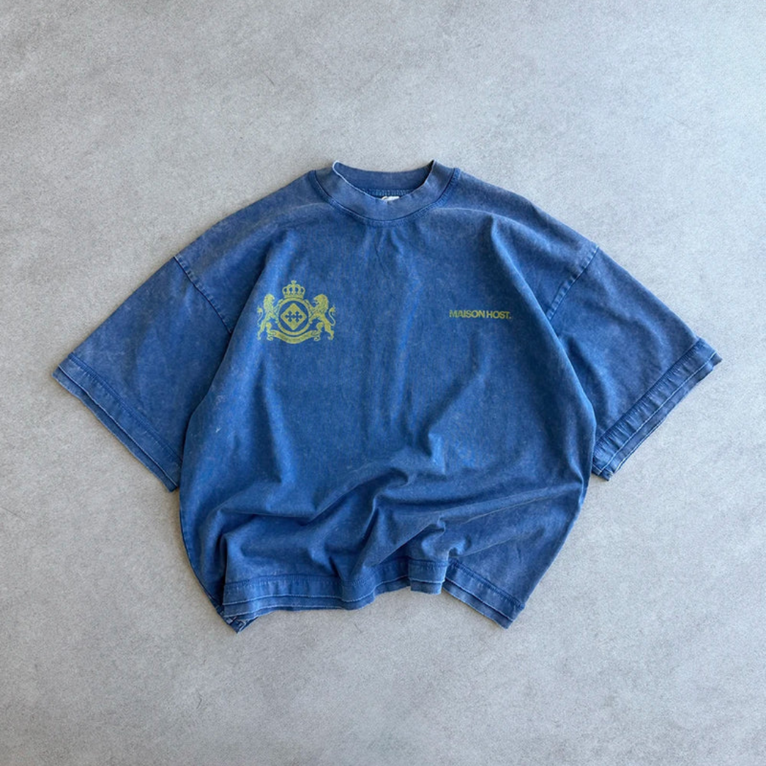 Maison Host Essential MH Crest Tee Blue