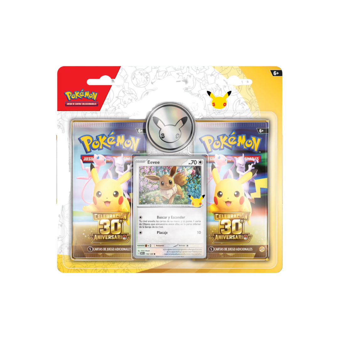 POKÉMON 30TH Blíster de 2 sobres de mejora de Celebración 30º Aniversario de TCG Pokémon
