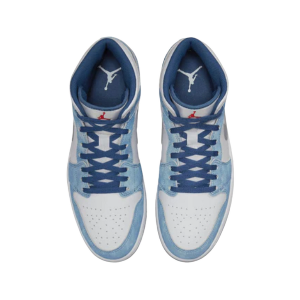 Jordan 1 Mid French Blue Fire Red