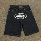 Corteiz Washed Black Baggy Short