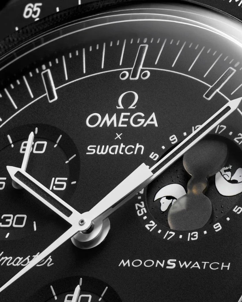 Swatch x Omega Bioceramic Moonswatch Mission to the Moonphase Snoopy Black