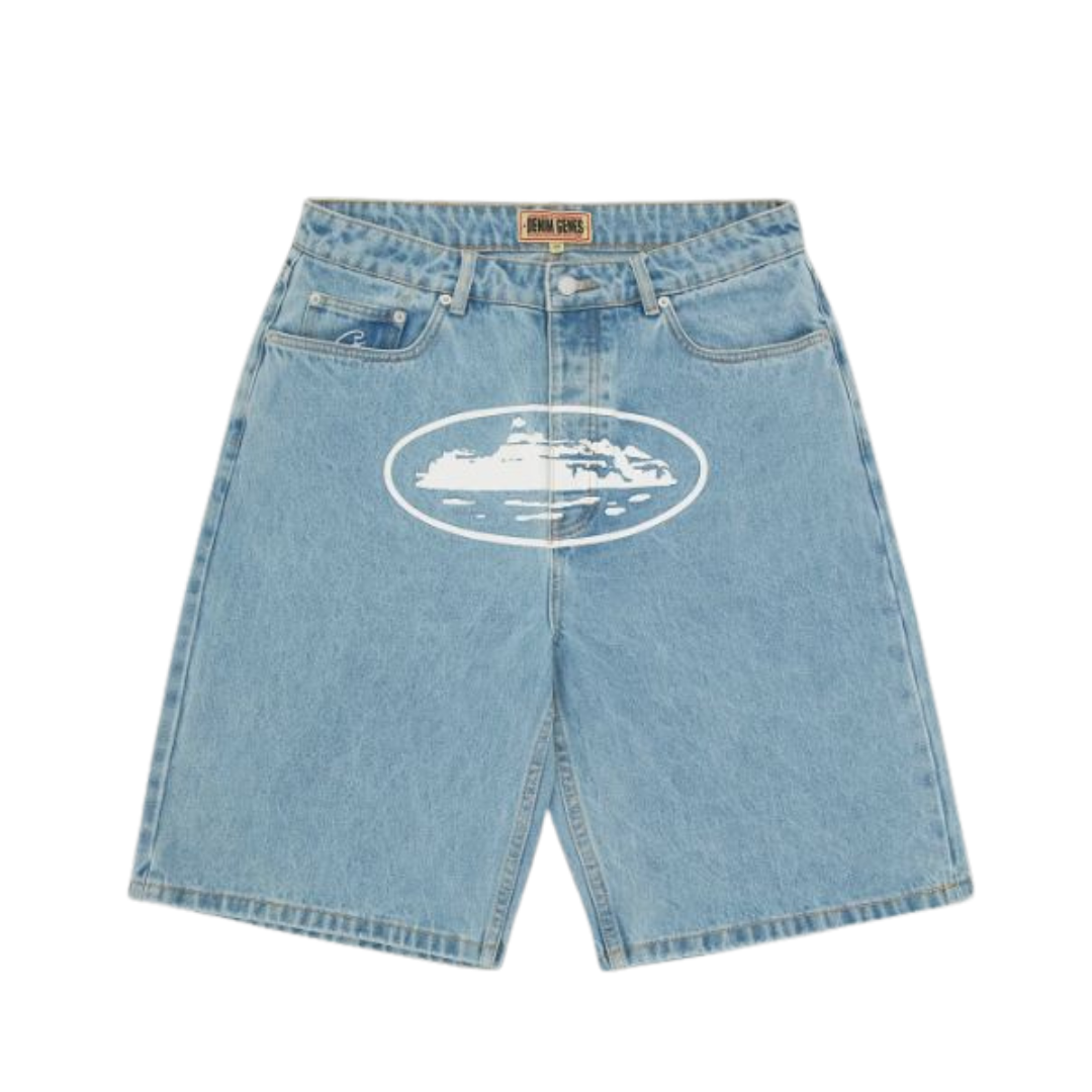 Corteiz Washed Blue Baggy Short