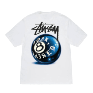 Stussy x Born & Raised 8 Ball Tee White
