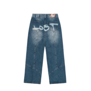 LOST BOYS ARCHIVES OUTERSEAM LOGO JEANS - Stonewashed Indigo Blue