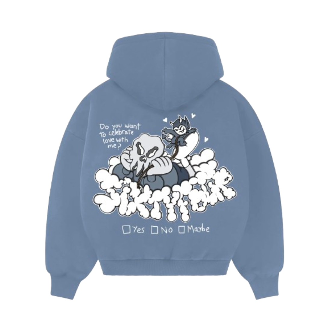 6IXT4OUR CELEBRATE LOVE HOODIE - BLUE