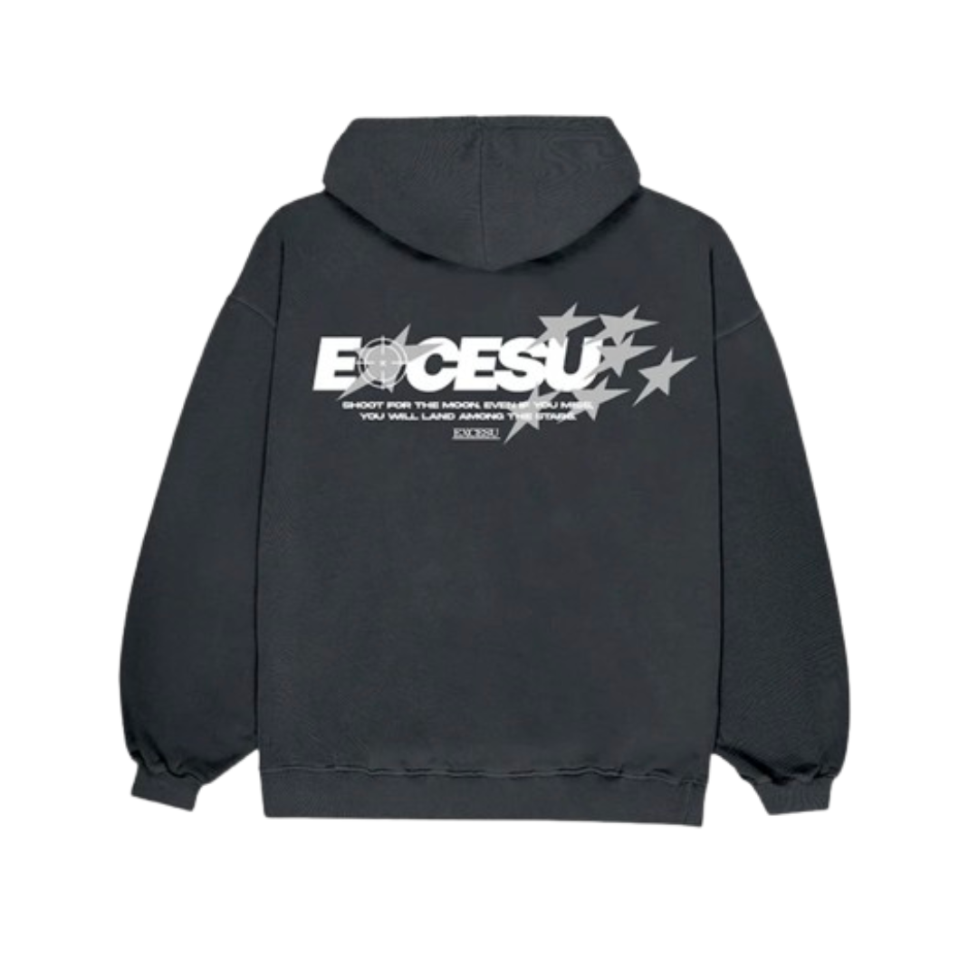 EXCESU Shoot For The Moon Black Hoodie