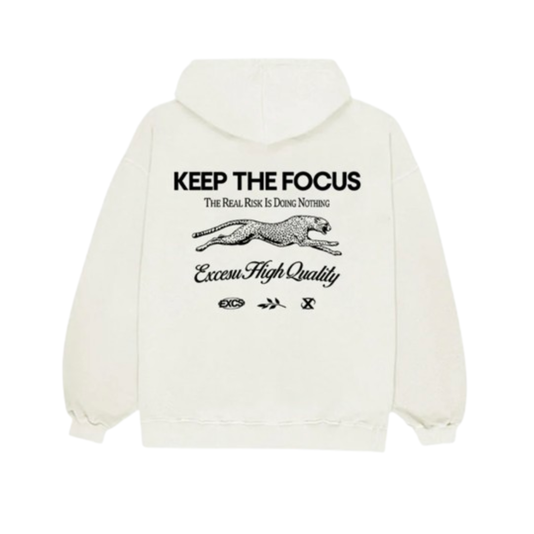 EXCESU Keep The Focus Beige Hoodie