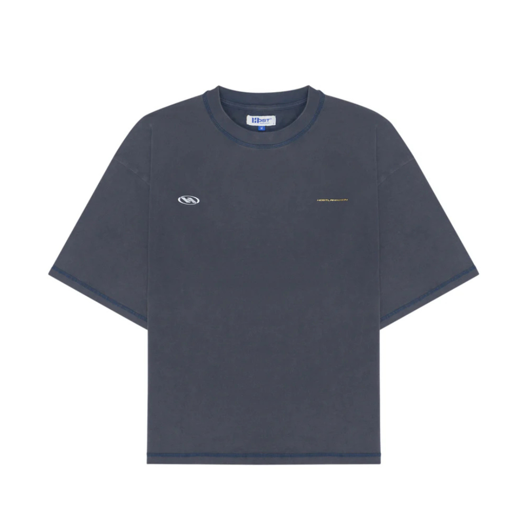 HOST BRAND NAVY METALLIC LOGOS TEE